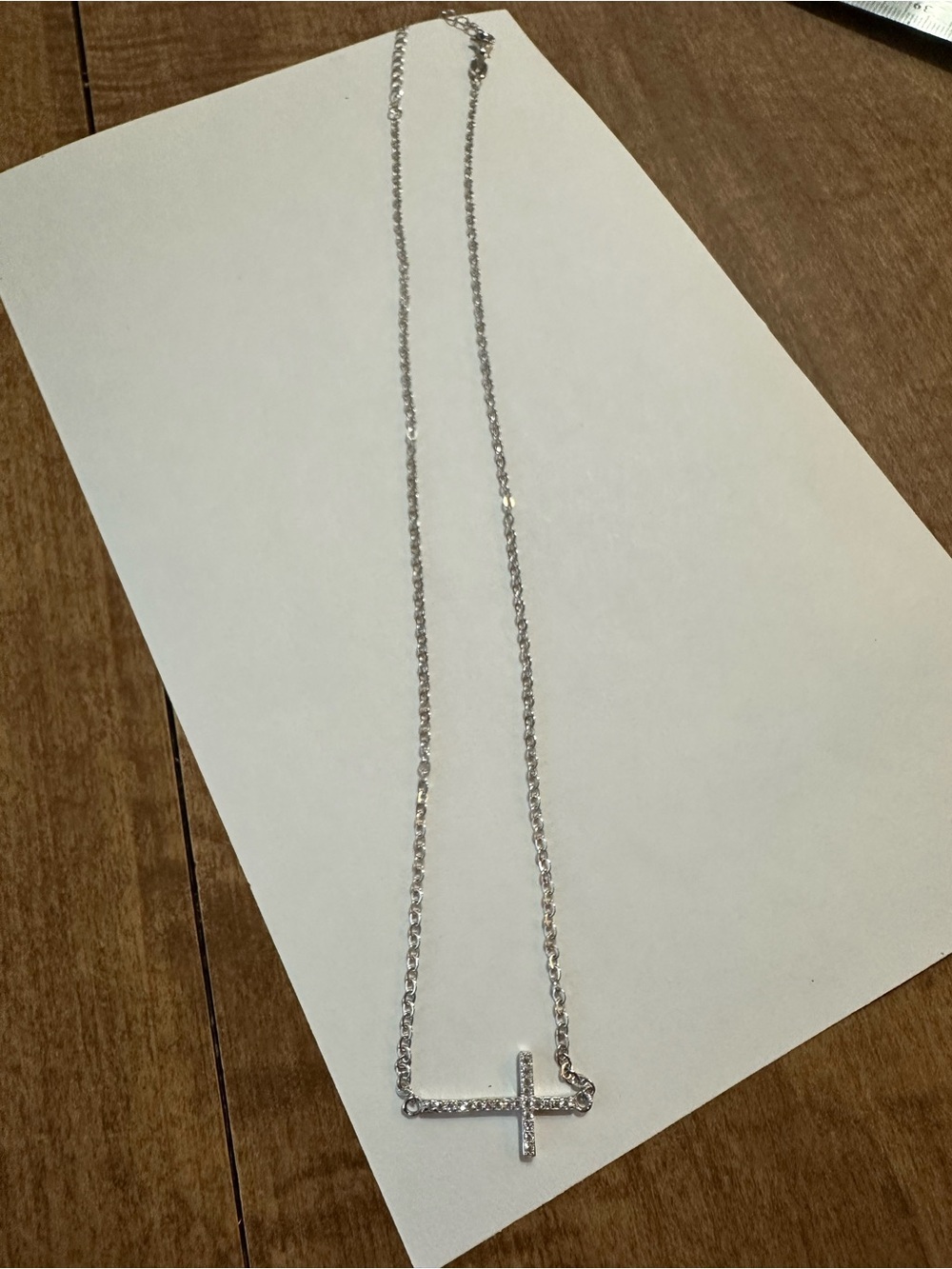 Sterling Silver Cross Pendant Necklace - Silver